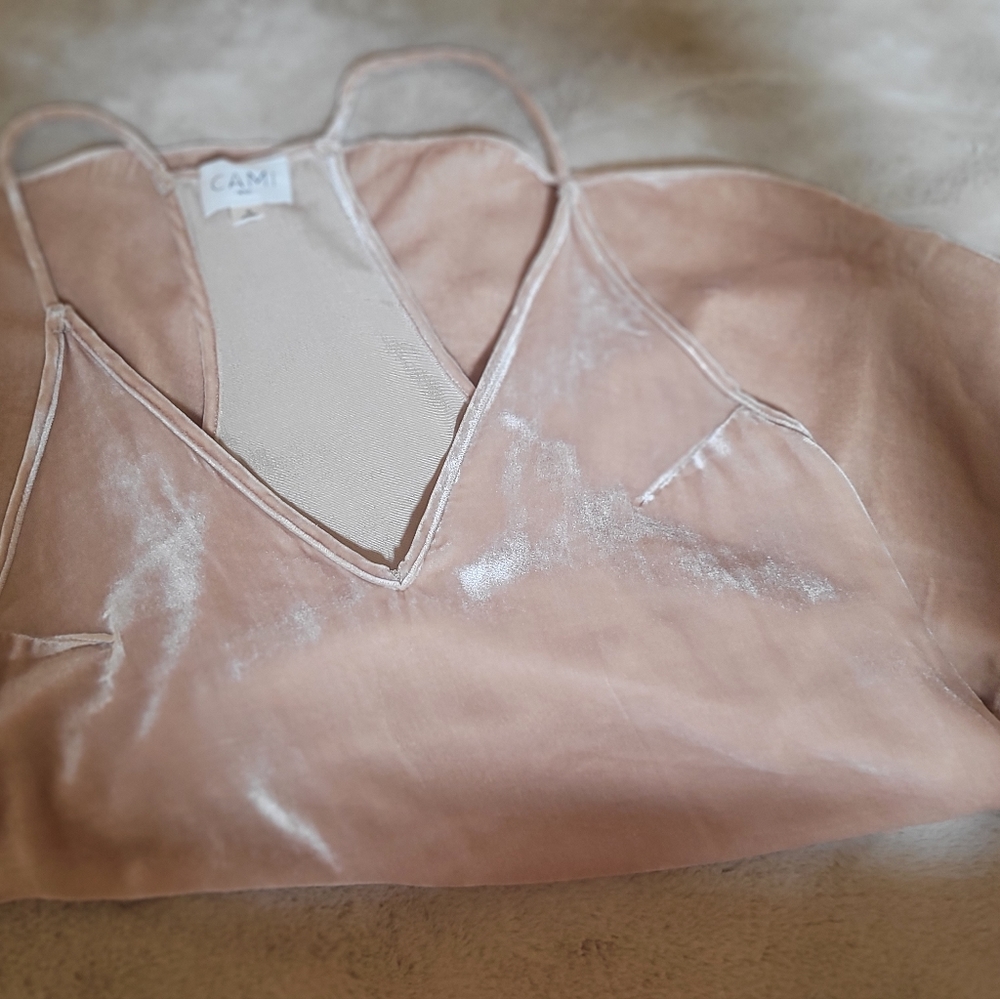 Cami NYC Blush Pink Velvet V-Neck Camisole